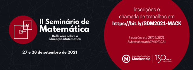 A imagem de capa tem o título do evento "II Seminário de matemática" e as datas de inscrição e submissão dos trabalhos descritas. Todas as informações constam no corpo do e-mail.